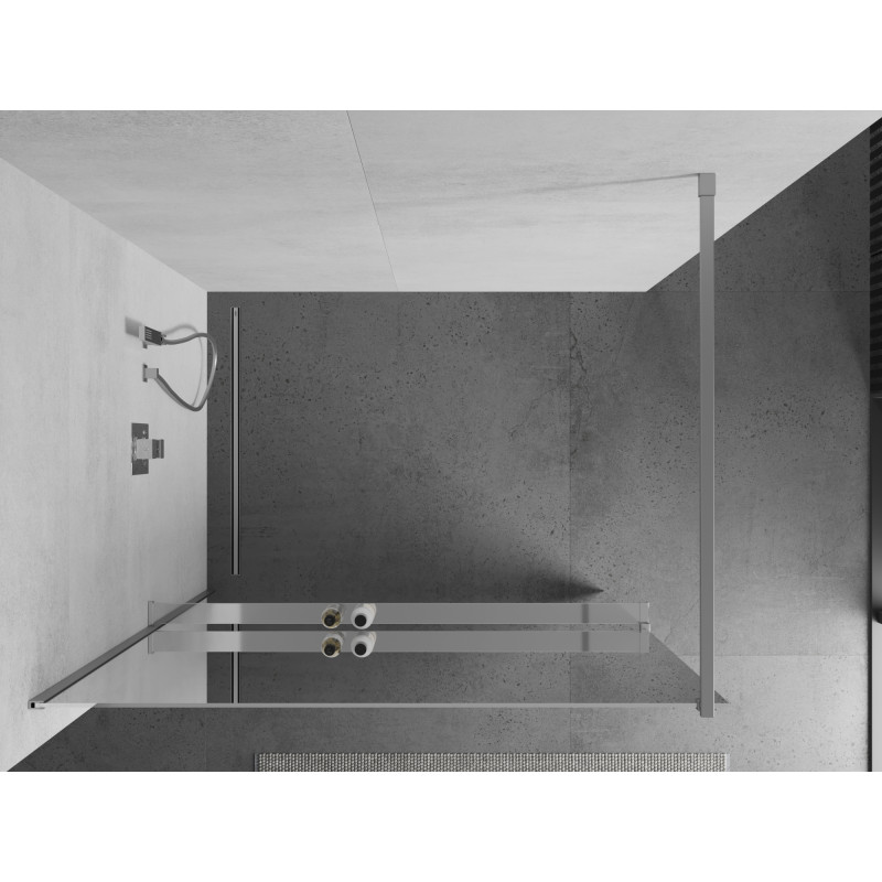 Mexen Kioto+ paroi de douche avec étagère Walk-in 110 x 200 cm, miroir, chrome - 800-110-121-01-50