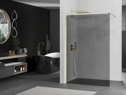 Mexen Kioto paroi de douche Walk-in 120 x 200 cm, graphite 8 mm, doré - 800-120-101-50-40