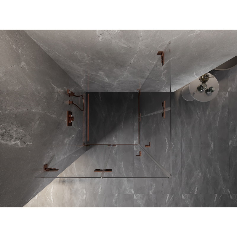 Mexen Lunar-F Duo cabine de douche pliante 95 x 95 cm, transparent, or rose - 836-095L-095P-60-00