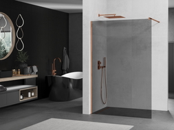 Mexen Kioto paroi de douche Walk-in 100 x 200 cm, graphite 8 mm, or rose - 800-100-101-60-40