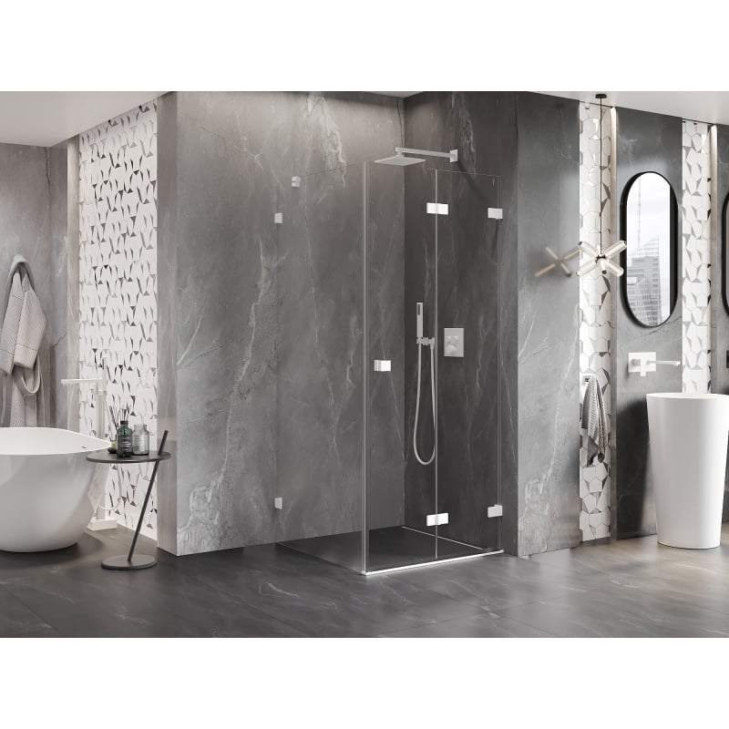 Mexen Lunar-F cabine de douche pliante droite 80 x 80 cm, transparent, blanc - 836-080-080-20-00-P