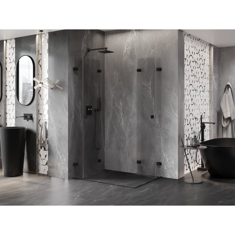 Mexen Lunar-F Duo cabine de douche pliante 95 x 85 cm, transparent, noir - 836-095L-085P-70-00