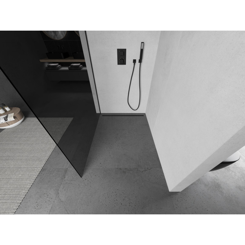 Mexen Kioto paroi de douche Walk-in 80 x 200 cm, graphite 8 mm, noire - 800-080-101-70-40