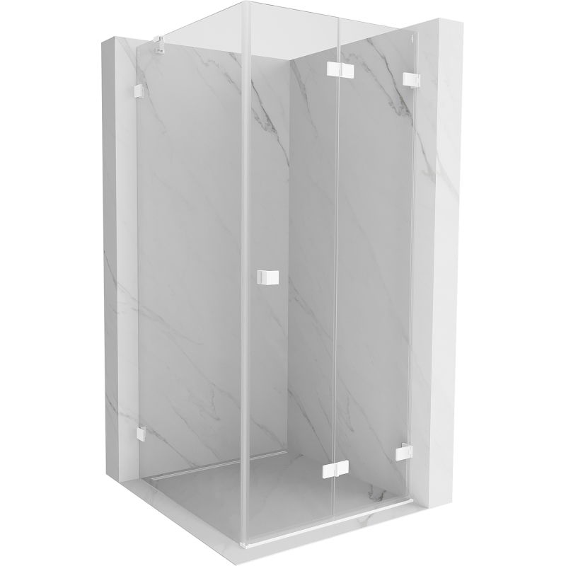 Mexen Lunar-F cabine de douche pliante droite 100 x 100 cm, transparent, blanc - 836-100-100-20-00-P