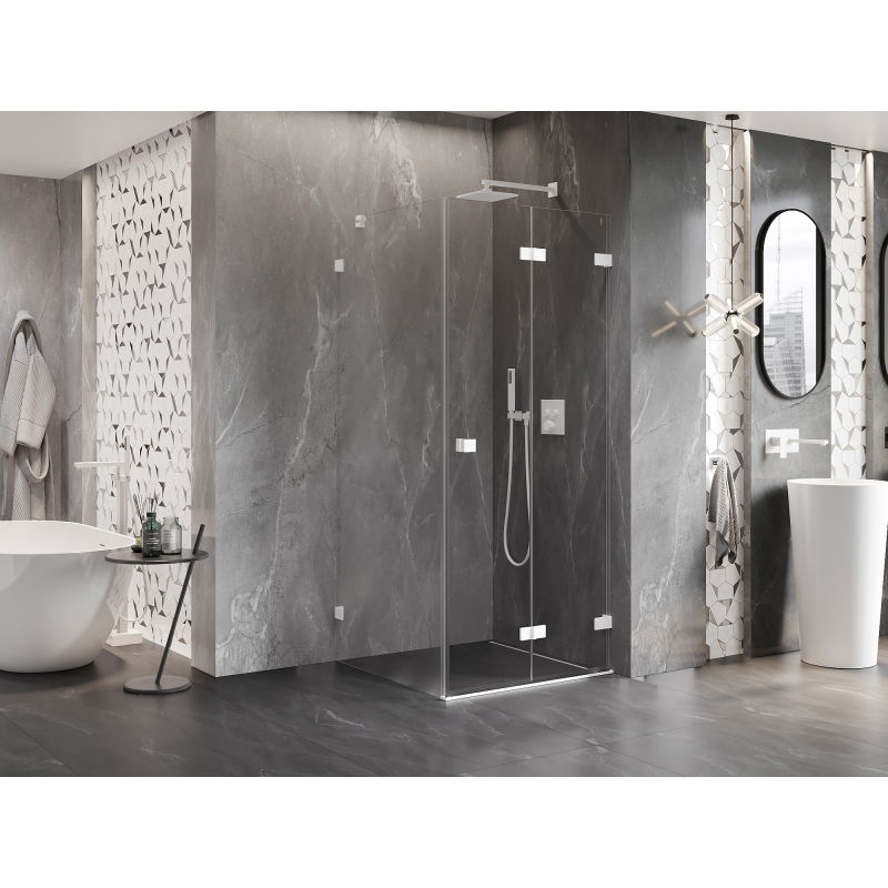 Mexen Lunar-F cabine de douche pliante droite 100 x 100 cm, transparent, blanche - 836-100-100-20-00-P