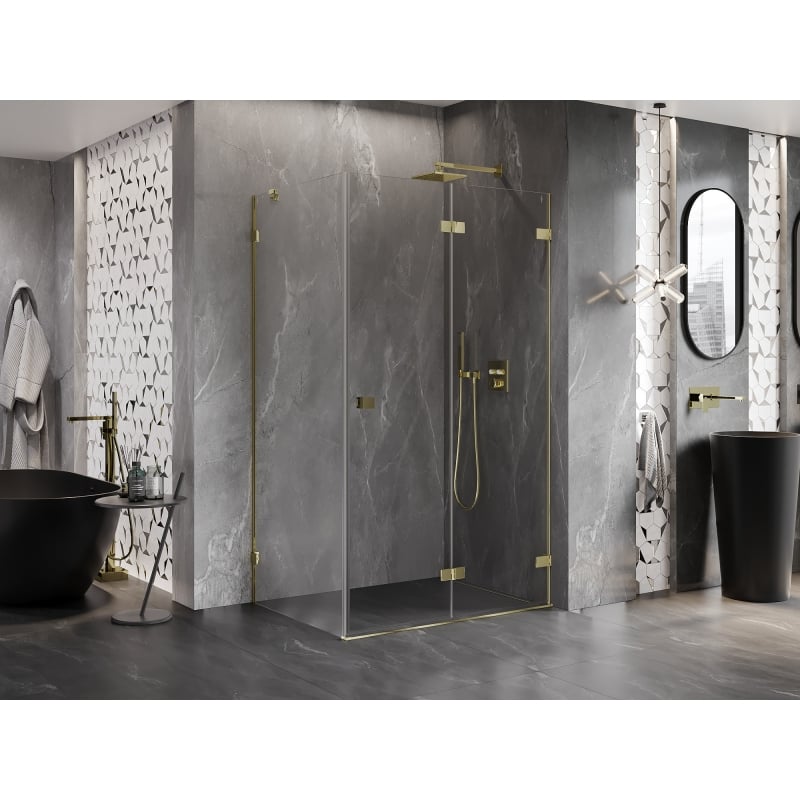 Mexen Lunar-F cabine de douche pliante droite 90 x 80 cm, transparent, or - 836-090-080-50-00-P
