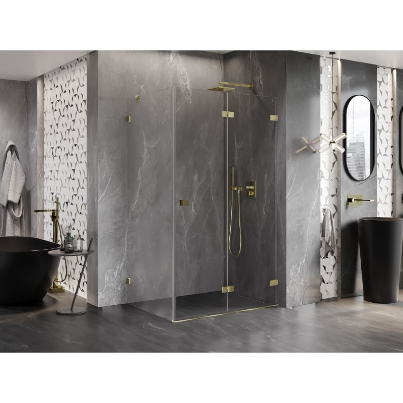 Mexen Lunar-F cabine de douche pliante droite 90 x 80 cm, transparent, or - 836-090-080-50-00-P
