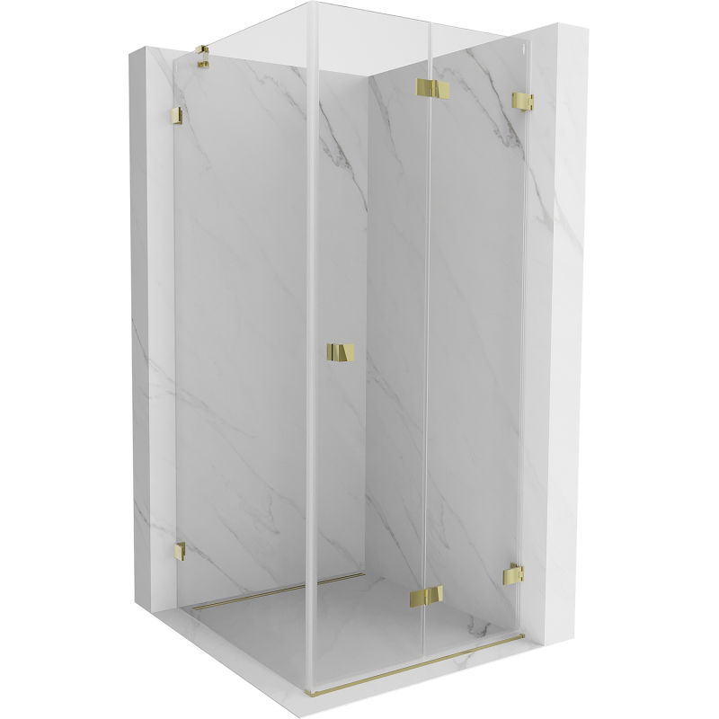 Mexen Lunar-F cabine de douche pliable droite 90 x 90 cm, transparent, dorée - 836-090-090-50-00-P