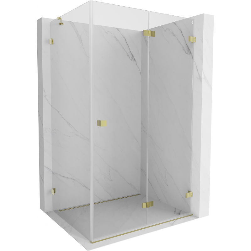 Mexen Lunar-F cabine de douche pliable droite 100 x 90 cm, transparent, dorée - 836-100-090-50-00-P