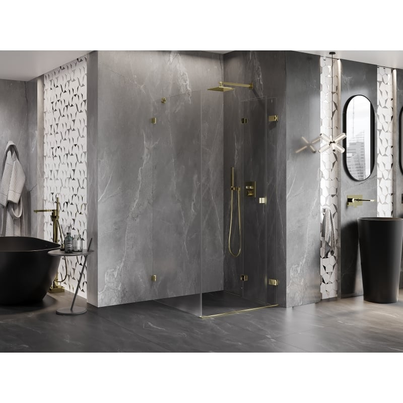 Mexen Lunar-F cabine de douche pliante droite 100 x 100 cm, transparent, or - 836-100-100-50-00-P
