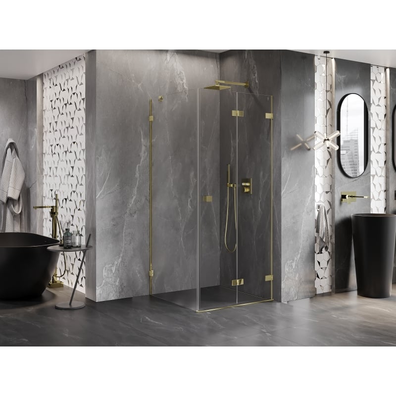 Mexen Lunar-F cabine de douche pliante droite 100 x 100 cm, transparent, or - 836-100-100-50-00-P