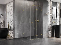 Mexen Lunar-F cabine de douche pliante droite 100 x 100 cm, transparent, or - 836-100-100-50-00-P