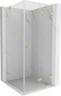 Cabine de douche pliante droite Mexen Lunar-F 70 x 70 cm, transparente, or brossé - 836-070-070-55-00-P