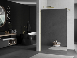 Mexen Kioto paroi de douche Walk-in 110 x 200 cm, miroir 8 mm, or - 800-110-101-50-50