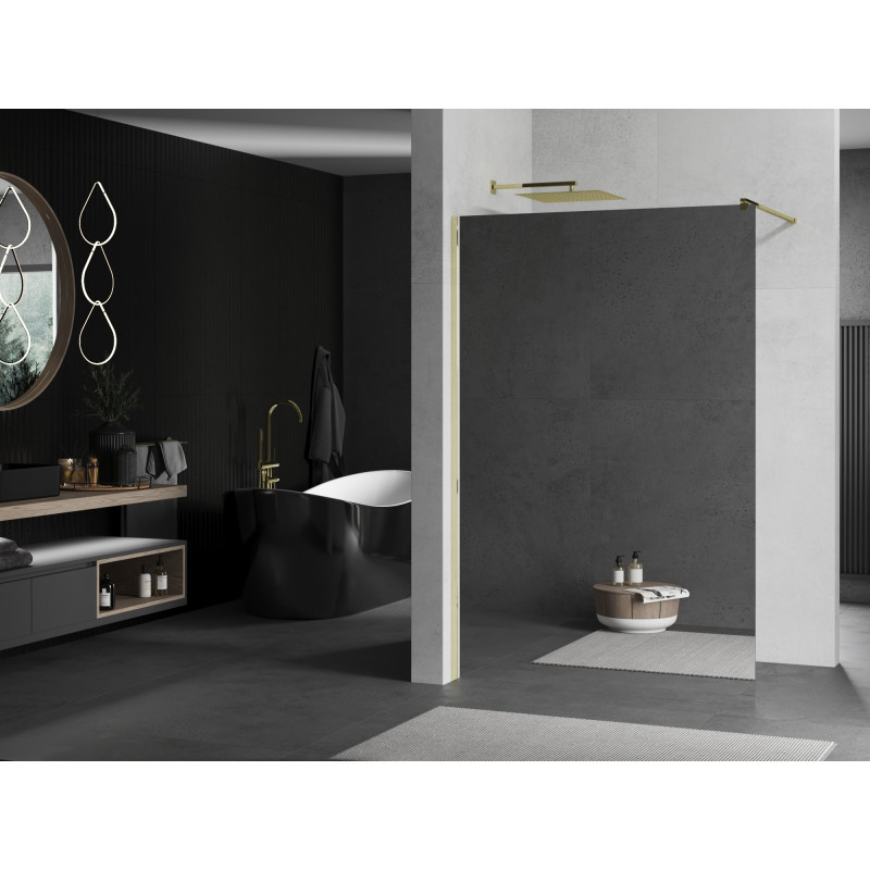 Mexen Kioto paroi de douche Walk-in 120 x 200 cm, miroir 8 mm, or - 800-120-101-50-50
