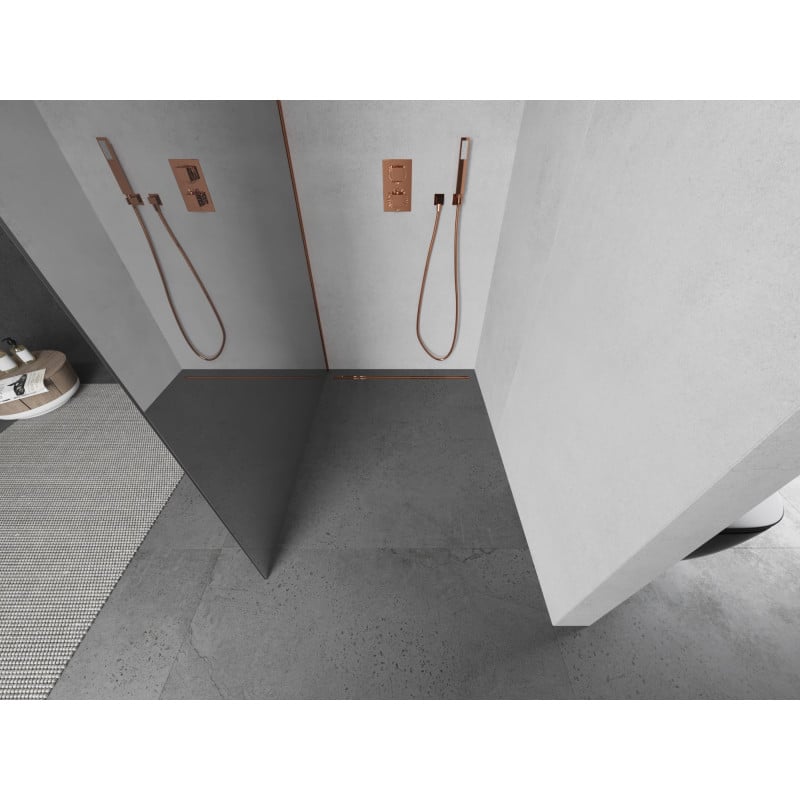 Mexen Kioto paroi de douche Walk-in 80 x 200 cm, miroir 8 mm, or rose - 800-080-101-60-50