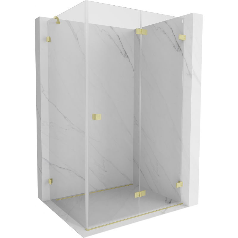 Mexen Lunar-F cabine de douche pliable droit 90 x 80 cm, transparent, or brossé - 836-090-080-55-00-P