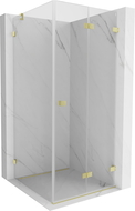 Mexen Lunar-F cabine de douche pliante droite 90 x 90 cm, transparent, or brossé - 836-090-090-55-00-P