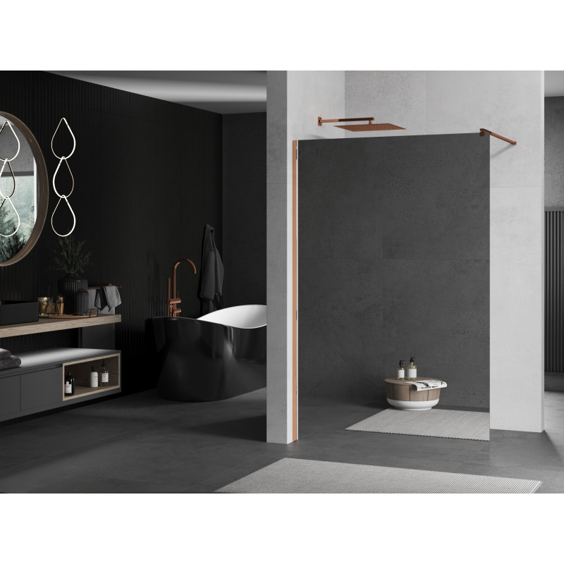 Mexen Kioto paroi de douche Walk-in 100 x 200 cm, miroir 8 mm, or rose - 800-100-101-60-50
