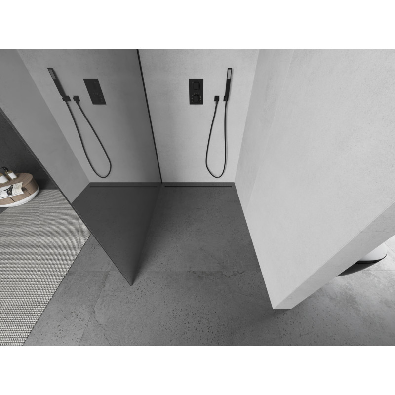 Mexen Kioto paroi de douche Walk-in 90 x 200 cm, miroir 8 mm, noir - 800-090-101-70-50