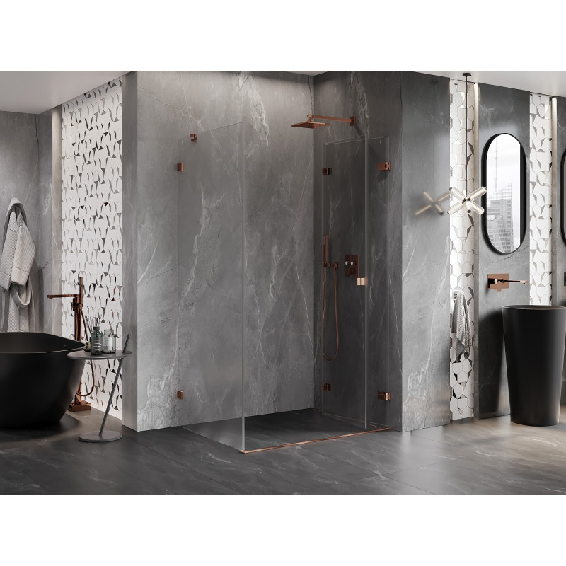 Mexen Lunar-F cabine de douche pliante droite 95 x 80 cm, transparent, or rose- 836-095-080-60-00-P