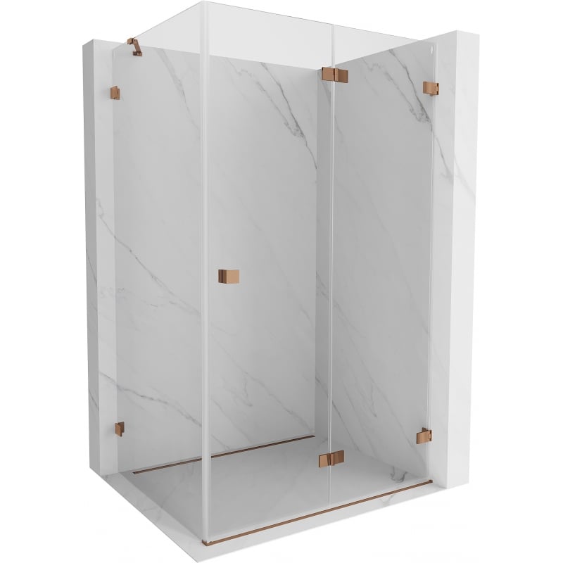 Mexen Lunar-F cabine de douche pliable droite 100 x 80 cm, transparent, or rose- 836-100-080-60-00-P