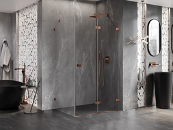Mexen Lunar-F cabine de douche pliante droite 100 x 80 cm, transparent, or rose- 836-100-080-60-00-P