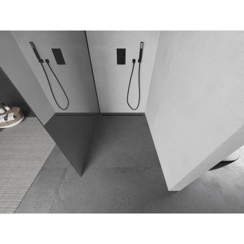 Mexen Kioto Paroi de douche Walk-in 100 x 200 cm, miroir 8 mm, noir - 800-100-101-70-50