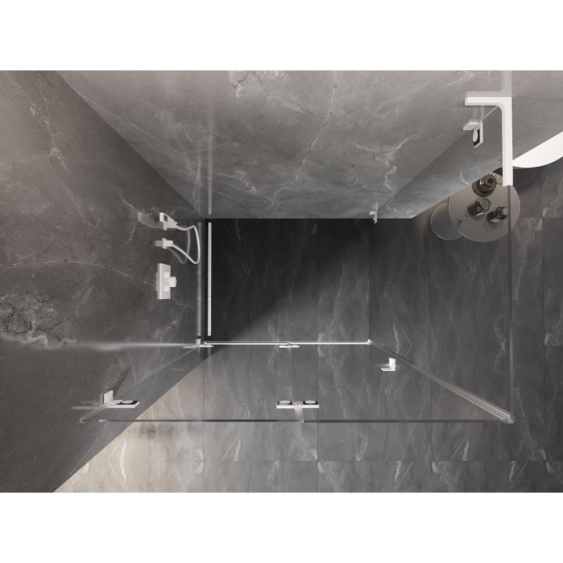 Mexen Lunar-F L cabine de douche pliante gauche 90 x 70 cm, transparente, blanche - 836L-090-070-20-00-L