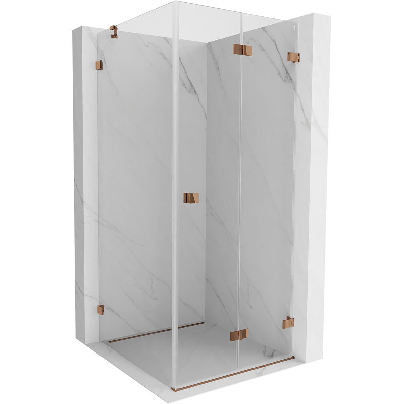 Mexen Lunar-F cabine de douche pliante droite 100 x 100 cm, transparente, or rose- 836-100-100-60-00-P