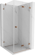 Mexen Lunar-F cabine de douche pliable droite 100 x 100 cm, transparent, or rose- 836-100-100-60-00-P