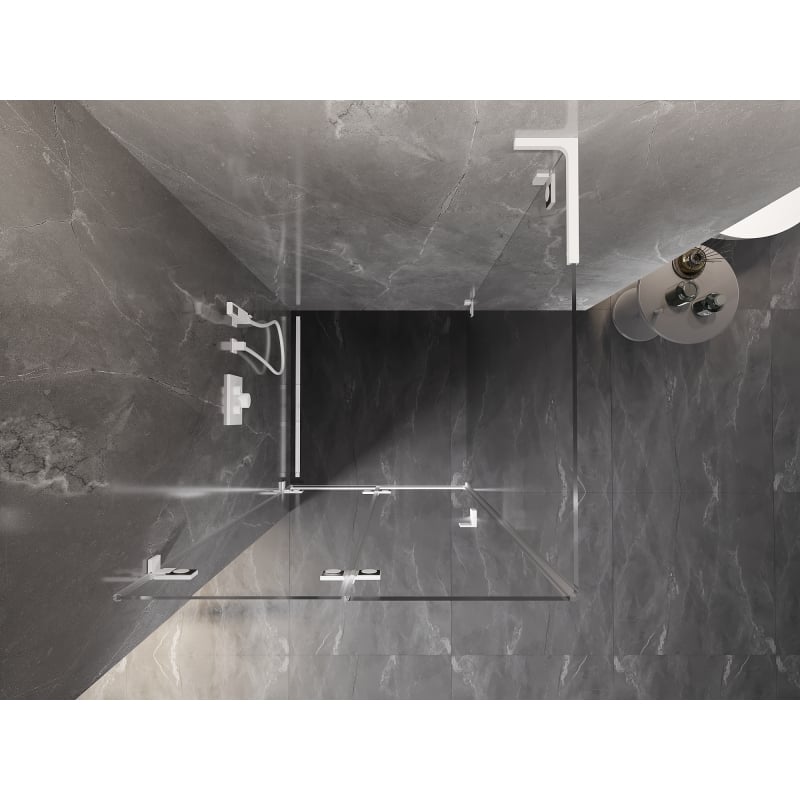 Mexen Lunar-F L cabine de douche pliante gauche 80 x 80 cm, transparent, blanc - 836L-080-080-20-00-L