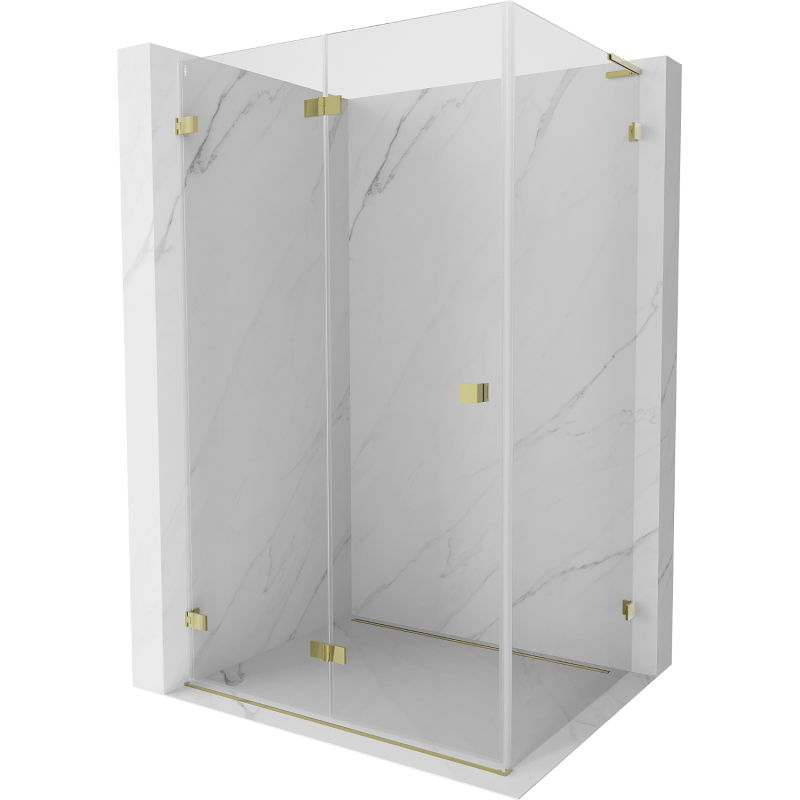 Mexen Lunar-F L cabine de douche pliante gauche 95 x 70 cm, transparente, dorée - 836L-095-070-50-00-L
