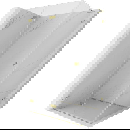 Mexen Lunar-F L cabine de douche pliante gauche 100 x 70 cm, transparente, dorée - 836L-100-070-50-00-L