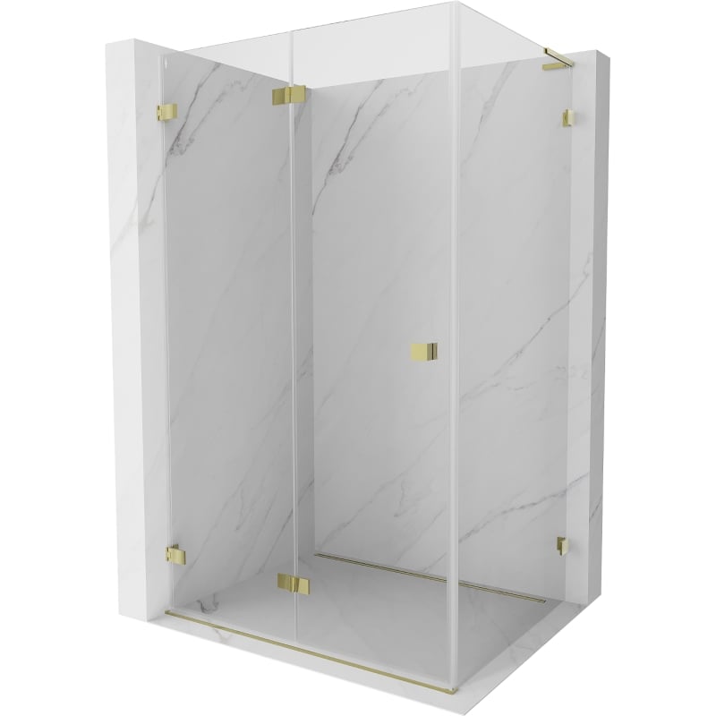 Mexen Lunar-F L cabine de douche pliante gauche 100 x 80 cm, transparent, or - 836L-100-080-50-00-L