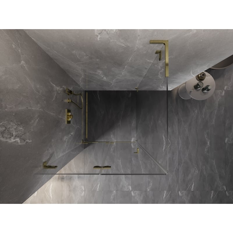 Mexen Lunar-F L cabine de douche pliante gauche 90 x 90 cm, transparent, or - 836L-090-090-50-00-L