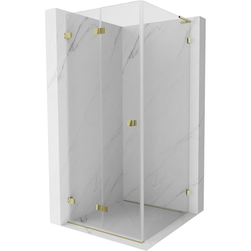 Mexen Lunar-F L cabine de douche pliante gauche 100 x 100 cm, transparent, dorée - 836L-100-100-50-00-L