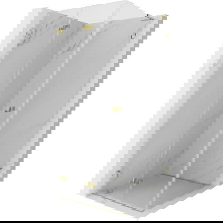 Mexen Lunar-F L cabine de douche pliante gauche 100 x 100 cm, transparent, dorée - 836L-100-100-50-00-L