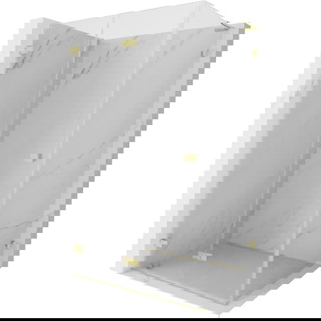 Mexen Lunar-F L cabine de douche pliante à gauche 95 x 70 cm, transparent, or brossé - 836L-095-070-55-00-L