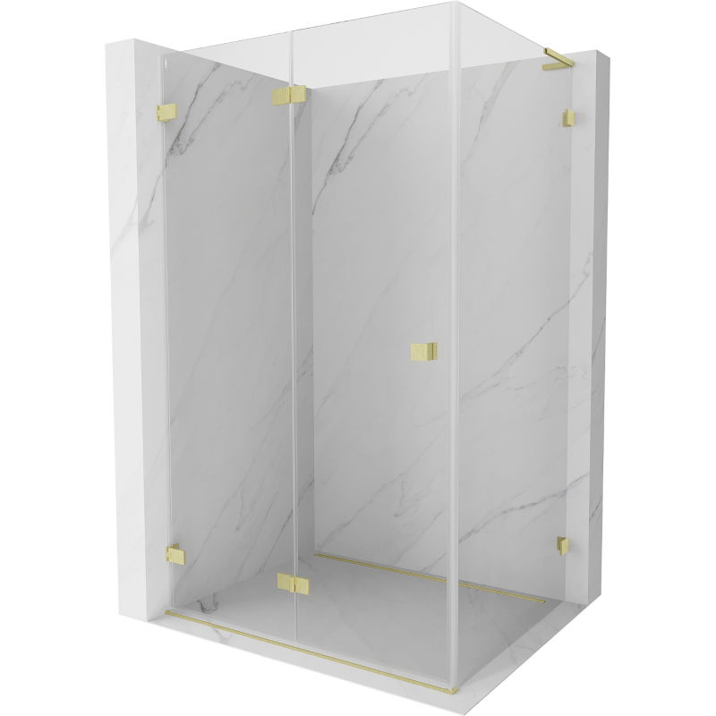 Mexen Lunar-F L cabine de douche pliante gauche 100 x 90 cm, transparent, or brossé - 836L-100-090-55-00-L