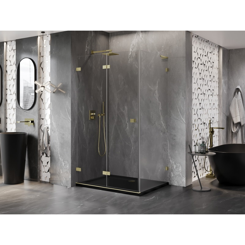 Mexen Lunar-F L cabine de douche pliante gauche 100 x 90 cm, transparent, or brossé - 836L-100-090-55-00-L