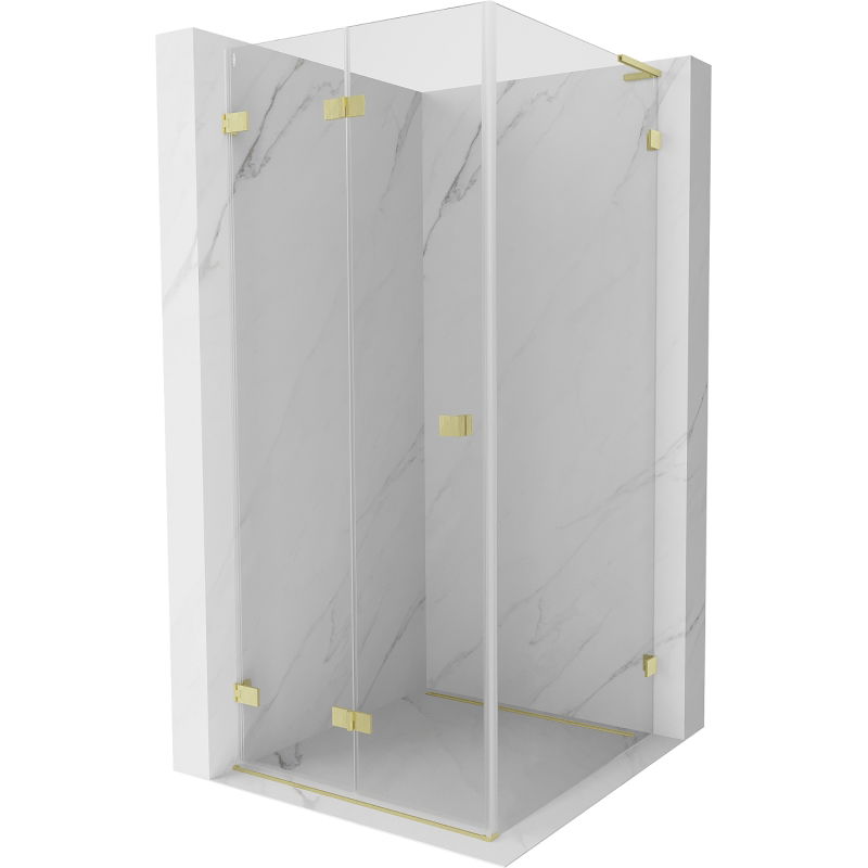 Mexen Lunar-F L cabine de douche pliante gauche 100 x 100 cm, transparent, or brossé - 836L-100-100-55-00-L