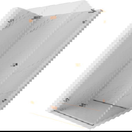 Mexen Lunar-F L cabine de douche pliable gauche 75 x 70 cm, transparent, or rose - 836L-075-070-60-00-L