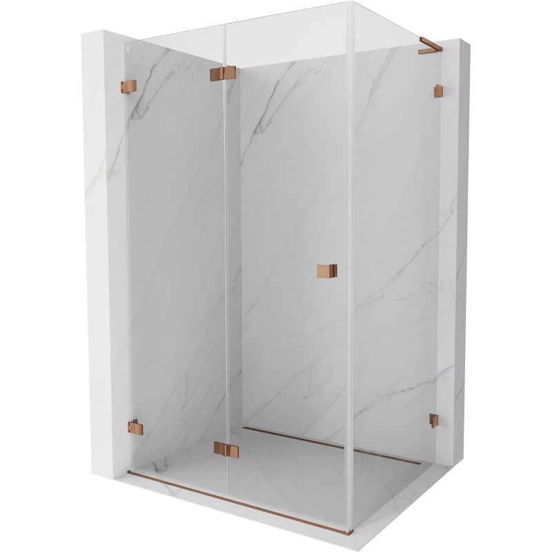 Mexen Lunar-F L cabine de douche pliante gauche 100 x 70 cm, transparent, or rose - 836L-100-070-60-00-L