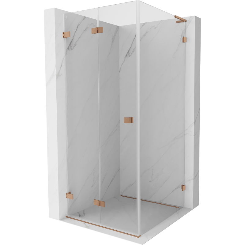 Mexen Lunar-F L cabine de douche pliante gauche 80 x 80 cm, transparent, cuivre brossé - 836L-080-080-65-00-L
