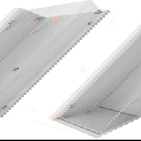 Mexen Lunar-F L cabine de douche pliante gauche 100 x 80 cm, transparent, cuivre brossé - 836L-100-080-65-00-L