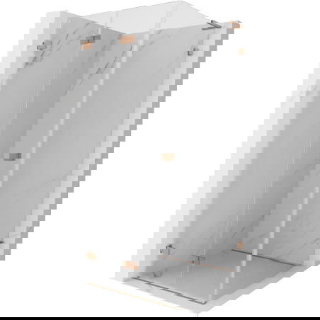 Mexen Lunar-F L cabine de douche pliante gauche 100 x 100 cm, transparent, cuivre brossé - 836L-100-100-65-00-L