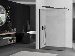 Mexen Kioto paroi de douche Walk-in 70 x 200 cm, cadre noir 8 mm, noir - 800-070-101-70-70