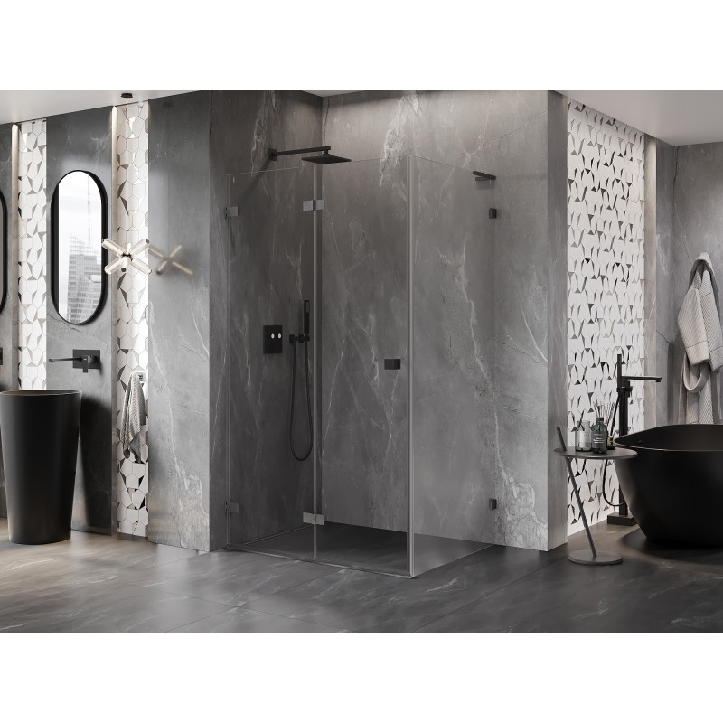 Mexen Lunar-F L cabine de douche pliante gauche 100 x 80 cm, transparent, gris canon brossé - 836L-100-080-66-00-L