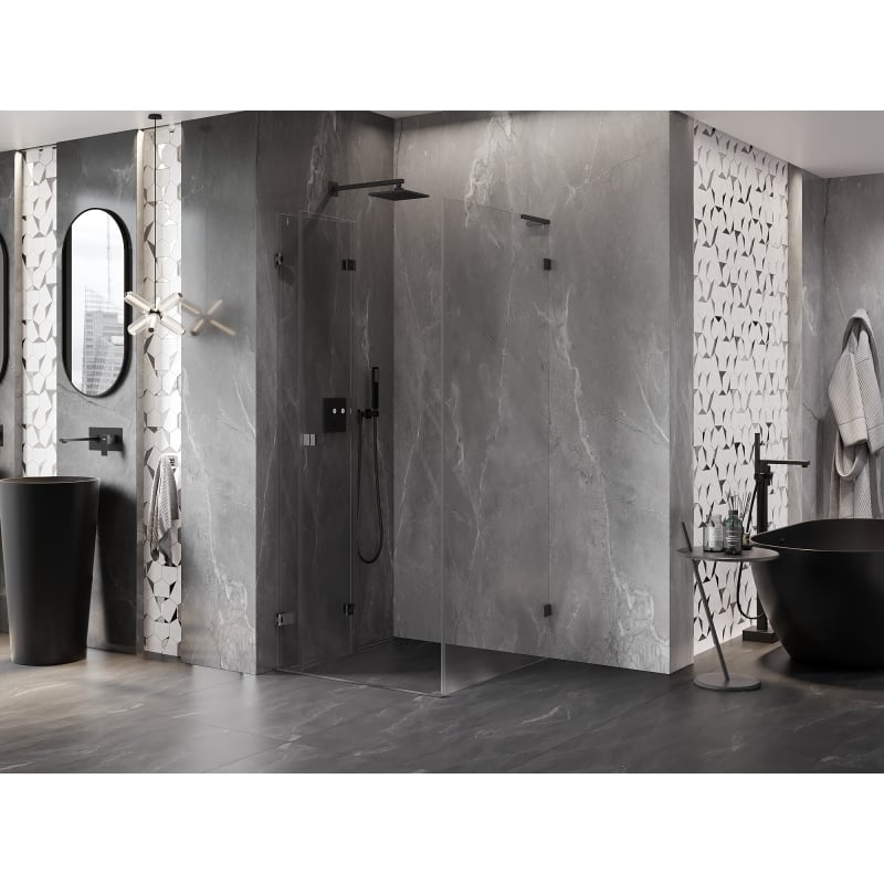 Mexen Lunar-F L cabine de douche pliante gauche 90 x 90 cm, transparent, gris fusil brossé - 836L-090-090-66-00-L